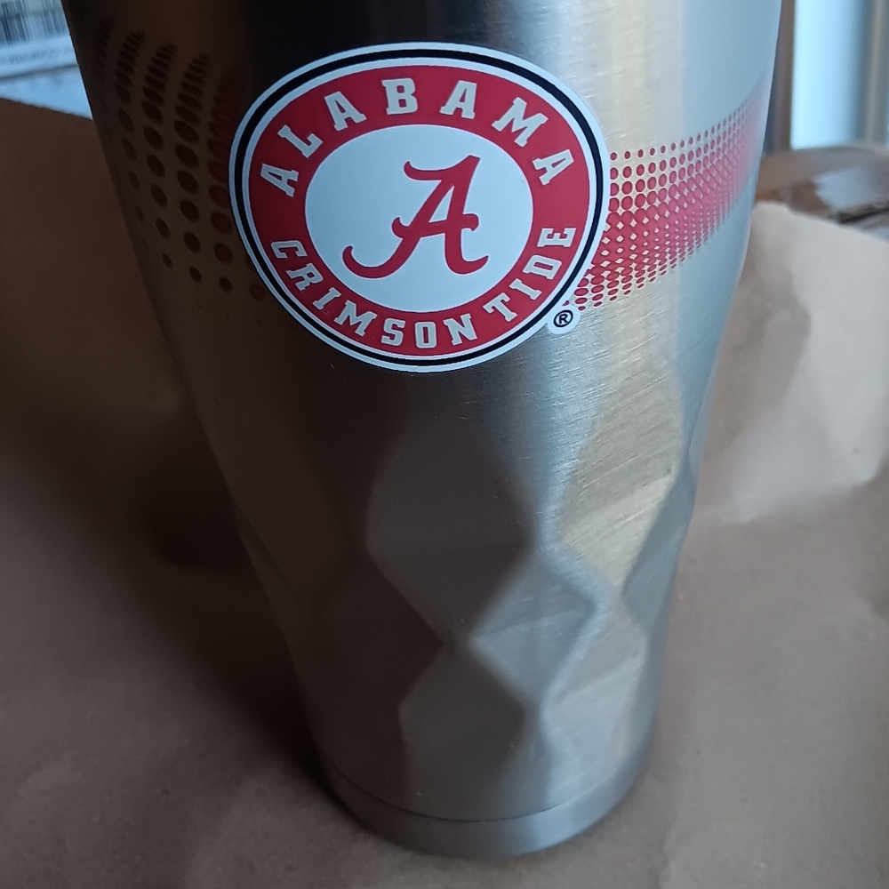ALABAMA CRIMSON TIDE SILVER INSULATED TUMBLER. - Picture 5 of 5
